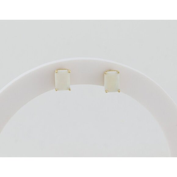 14k Yellow Gold Natural Opal Earrings Stud Post 1/4" x 3/16" - Picture 6 of 9